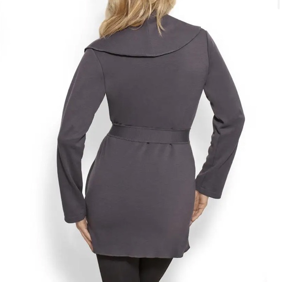 🛑SOLD ETIMI Outerwear Gray Shawl Collar Merino Wool Wrap Sweater Jacket USA - Picture 2 of 10